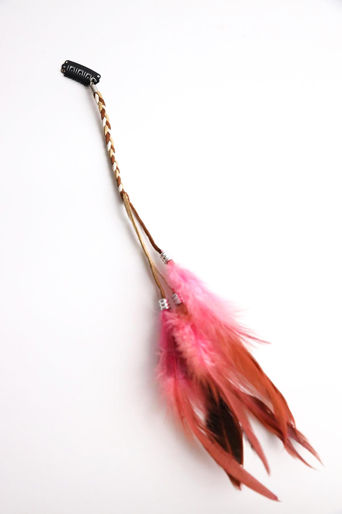 Pembe Tüylü Saç Tokası - Şaman Butik Pembe Tüylü Saç Tokası