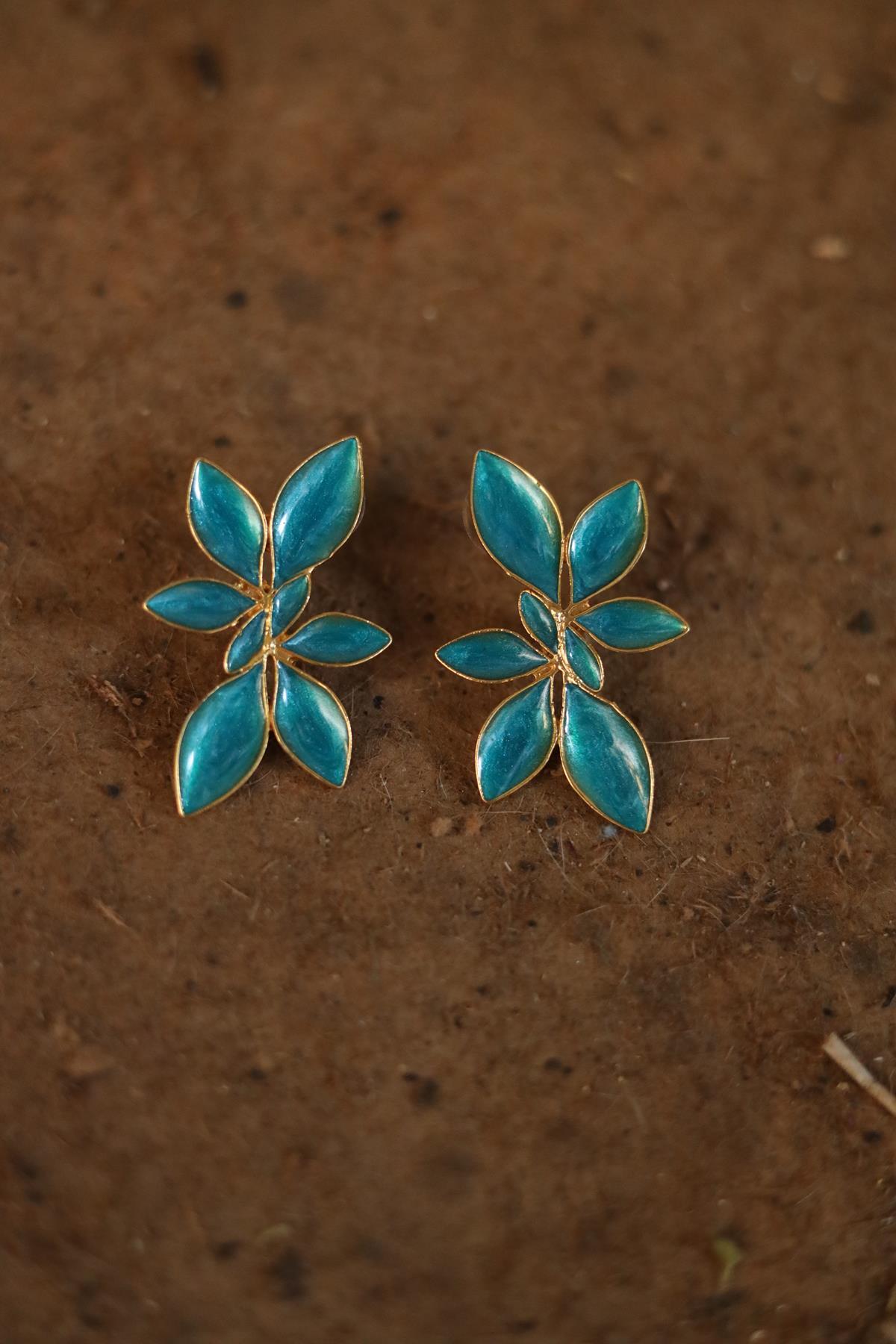Enameled Flower Earrings