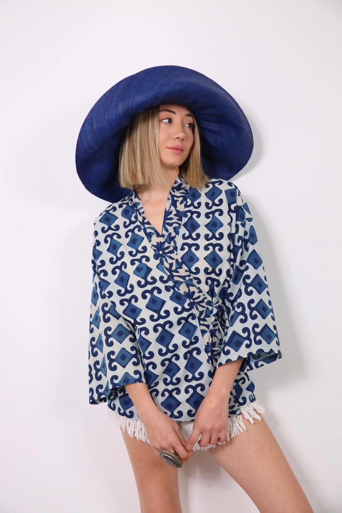 Ekru Otantik Desenli Anvelop Gömlek Kimono
