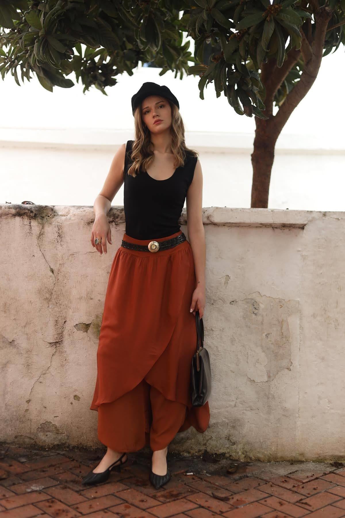 Orange Silk Harem Pants