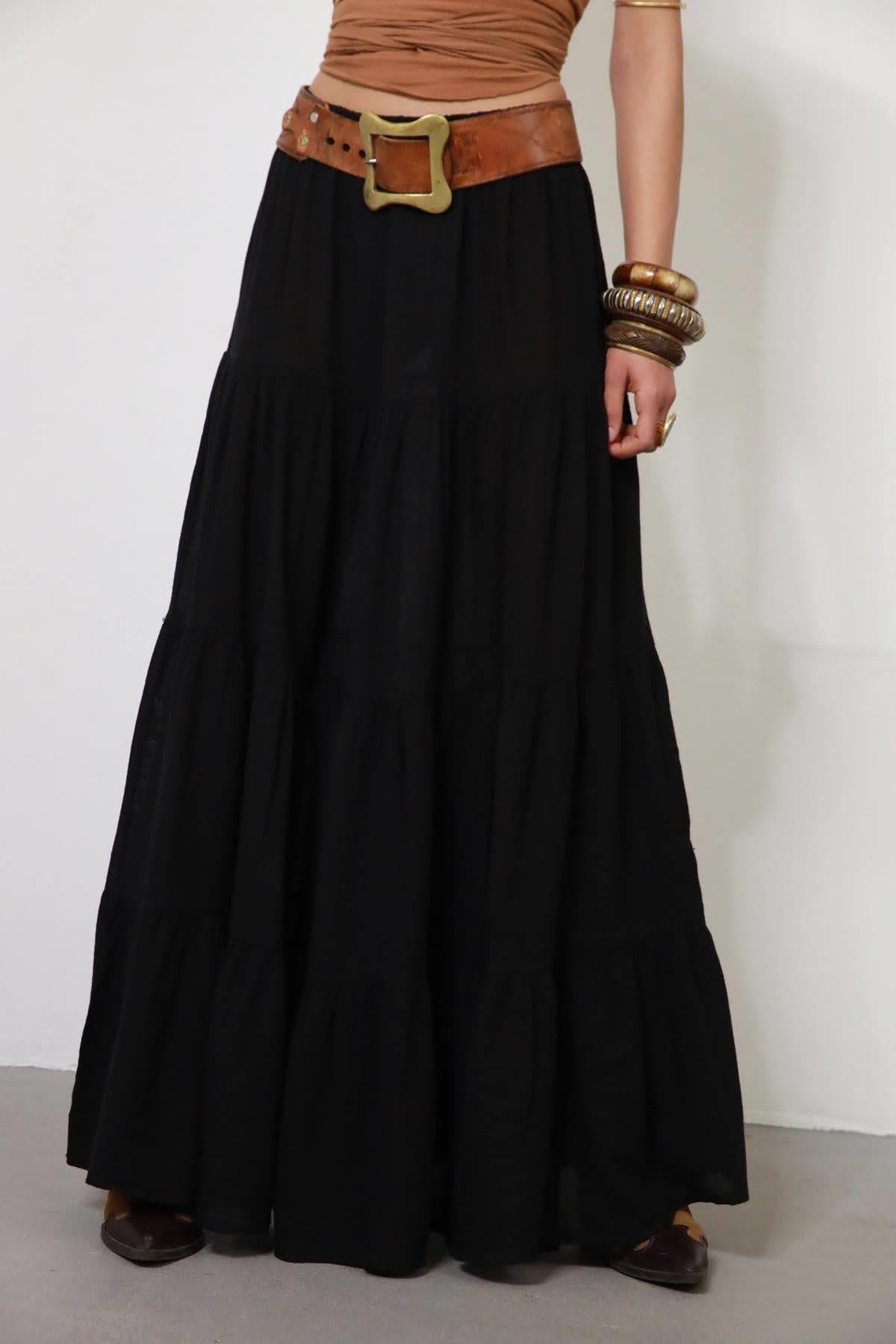 Black Layered Long Skirt