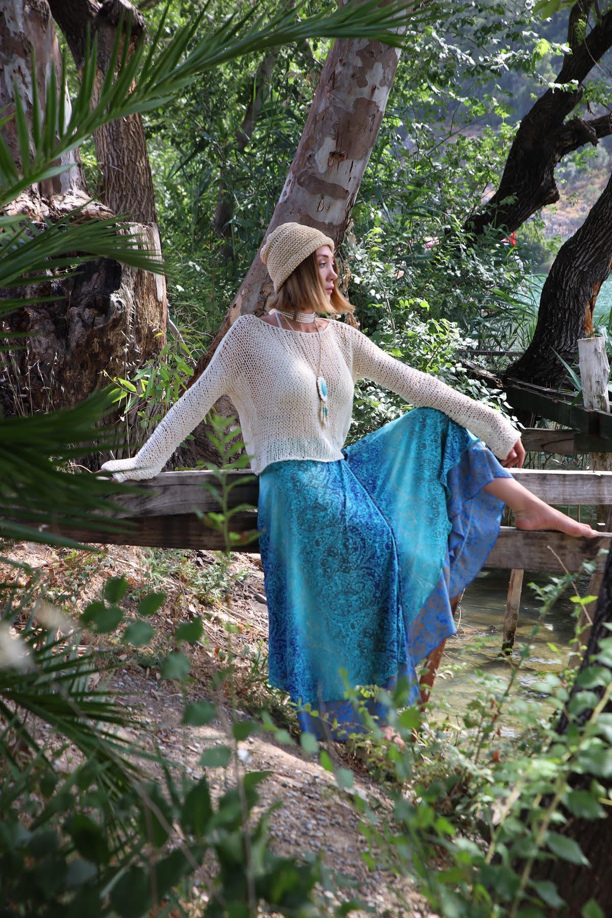 Ekru El Yapımı Örme Bluz - Şaman Butik Ekru El Yapımı Örme Bluz