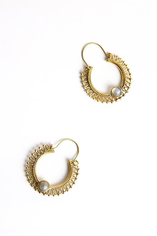 Bronz Tam Tur Tasarım Doğal Taşlı Küpe - Şaman Butik Bronz Tam Tur Tasarım Doğal Taşlı Küpe