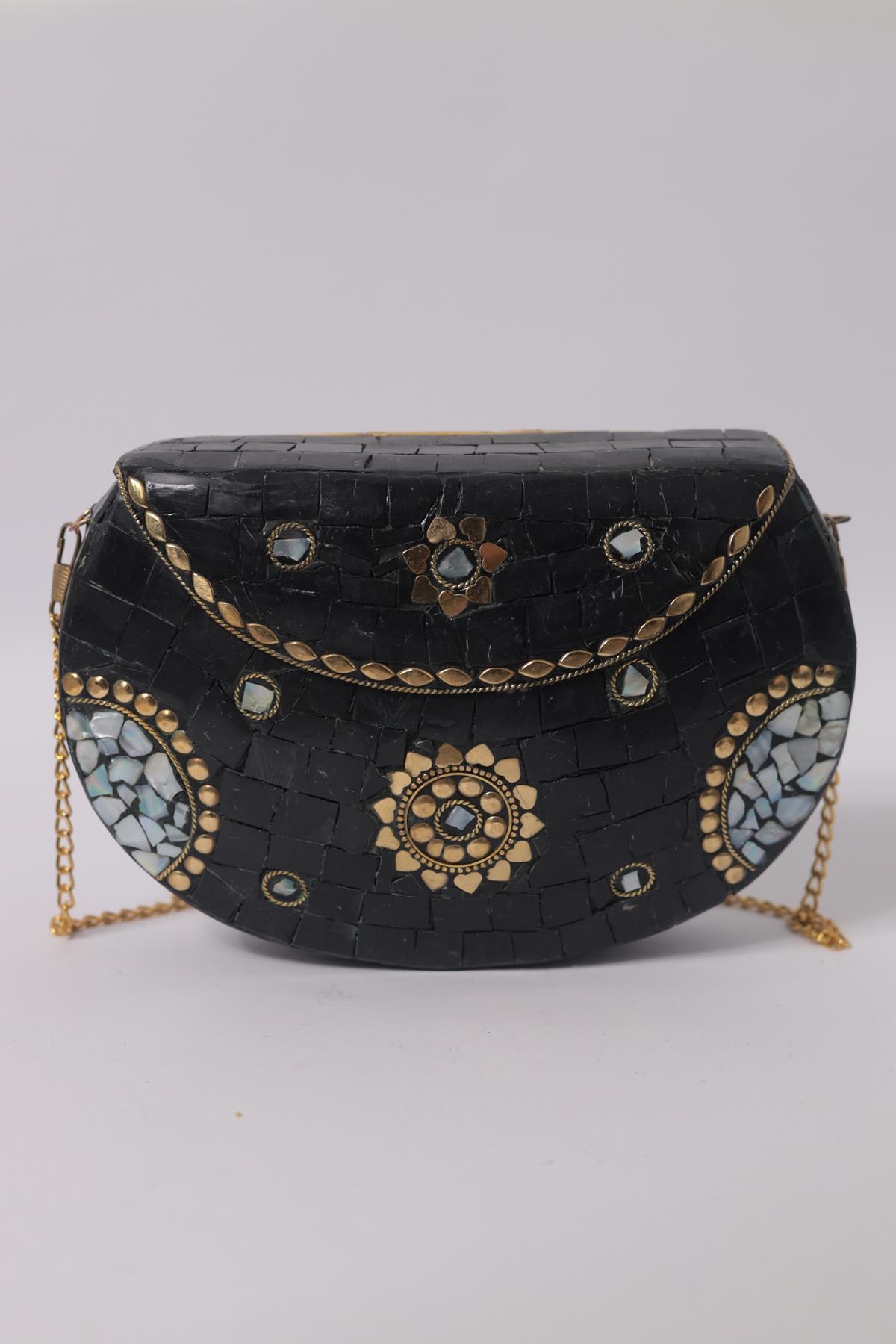 Siyah Taşlı Özel Tasarım Çanta