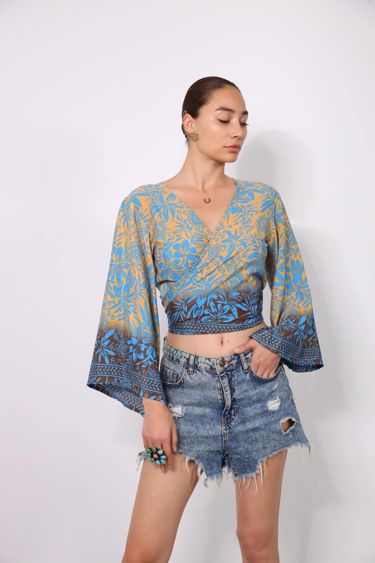 Hardal Rengi Uzun Kollu İpek Bolero - Şaman Butik Hardal Rengi Uzun Kollu İpek Bolero