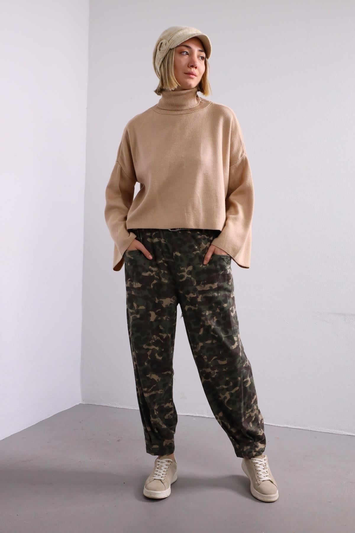 Vizon Boğazlı İspanyol Kol Salaş Triko Kazak - Şaman Butik - Bohem Giyim ve Aksesuar | Kadın & Erkek Vizon Boğazlı İspanyol Kol Salaş Triko Kazak