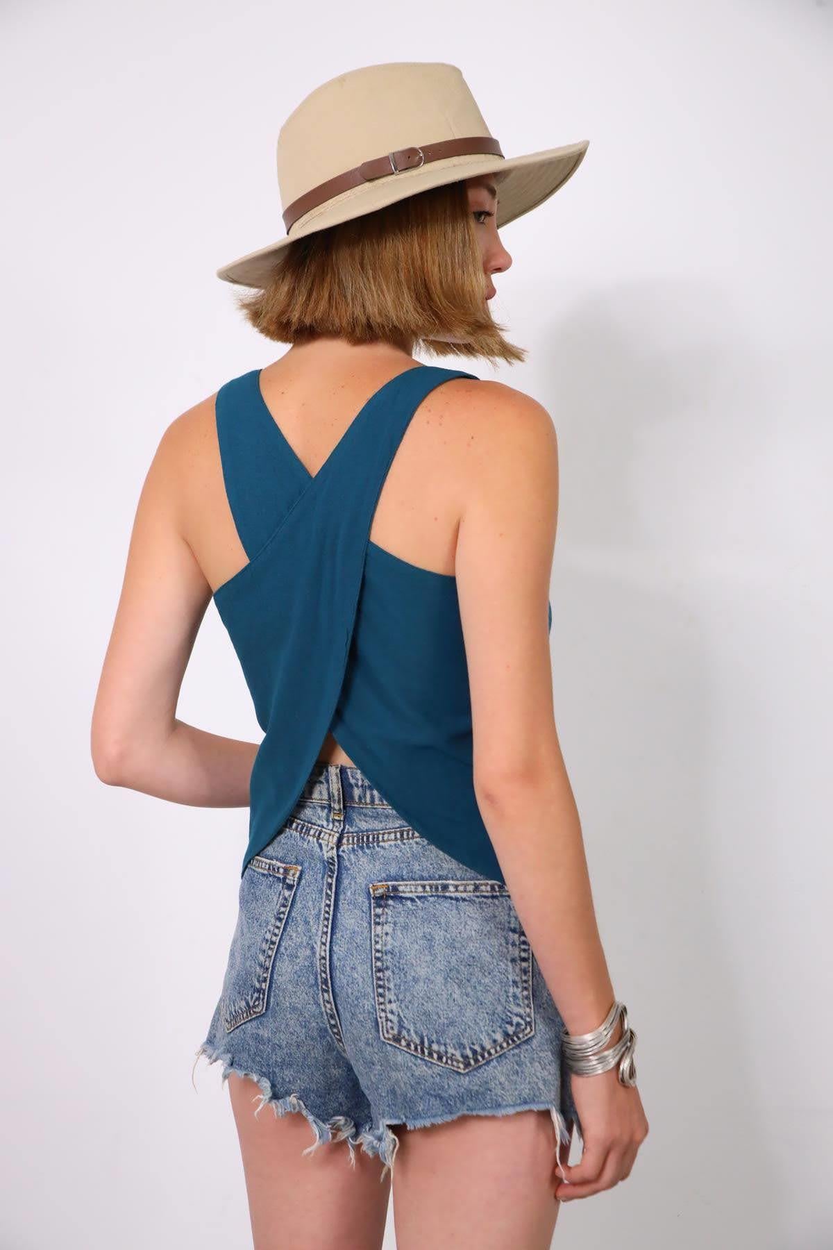 Petrol Mavisi Albin Bluz - Şaman Butik Petrol Mavisi Albin Bluz