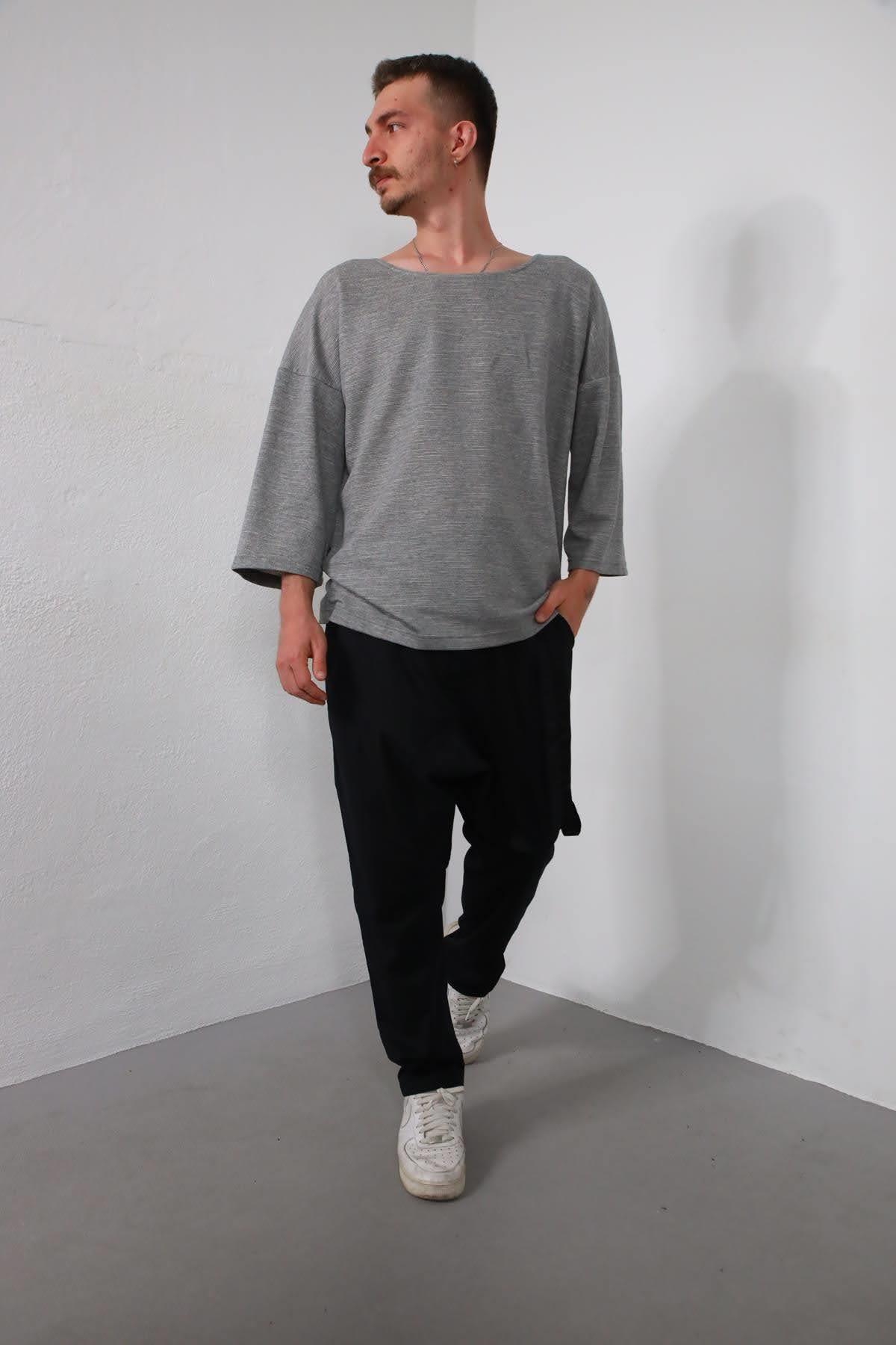 Siyah Düz Paça Kordon Detaylı Şalvar Pantolon - Şaman Butik Siyah Düz Paça Kordon Detaylı Şalvar Pantolon