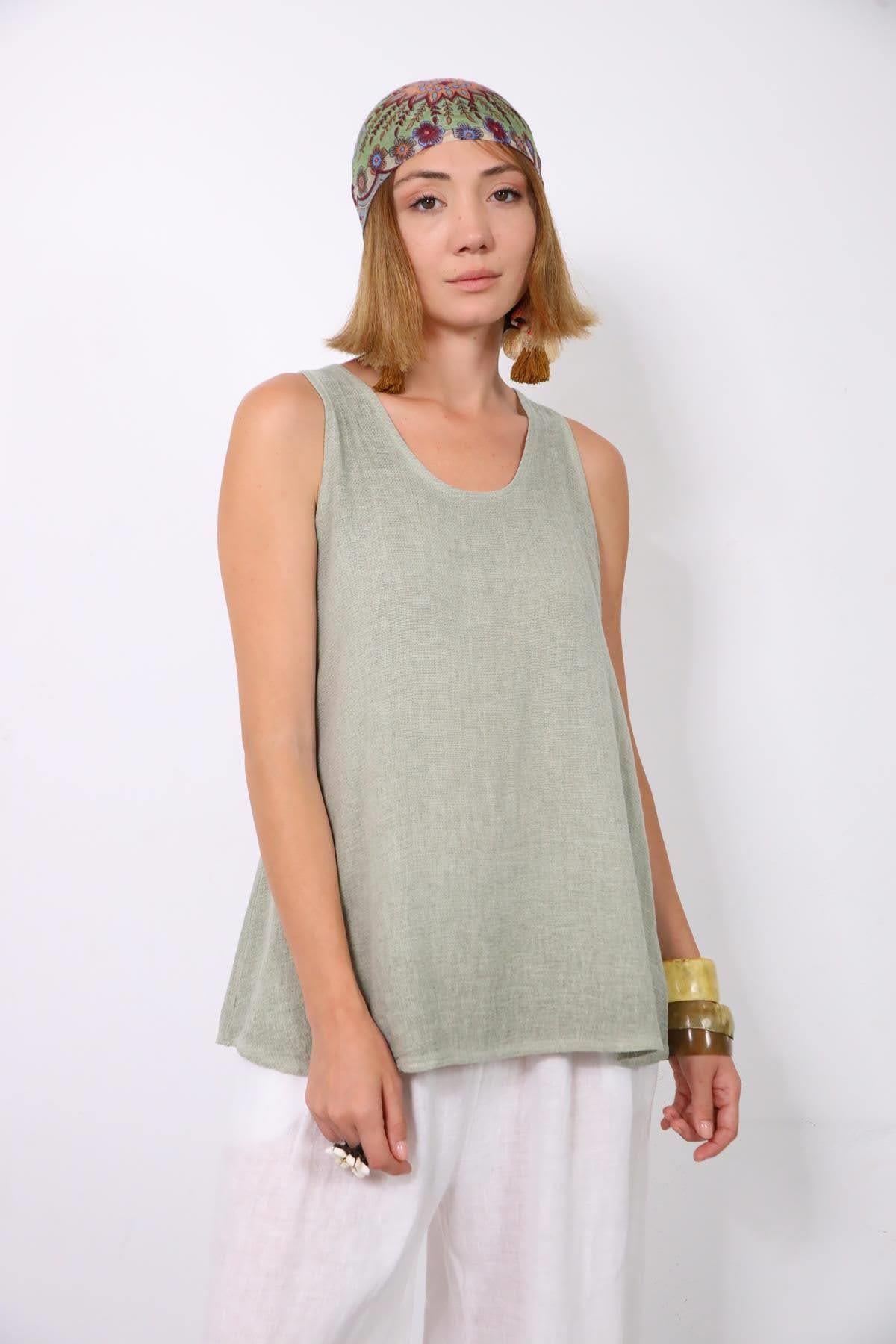 Haki Sırtı Bağlamalı Askılı Bluz - Şaman Butik Haki Sırtı Bağlamalı Askılı Bluz