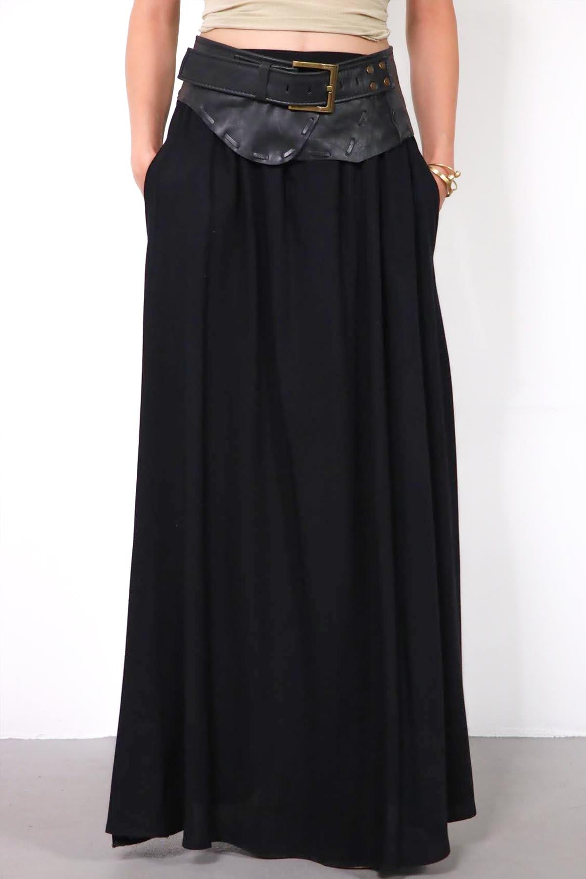 Siyah Parçalı Deri Kemer - Şaman Butik Siyah Parçalı Deri Kemer