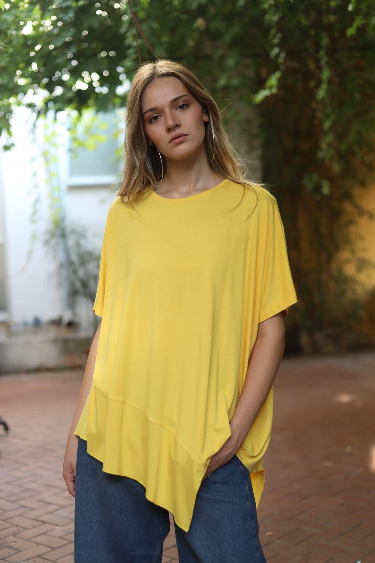 Yellow Patched Hem Blouse