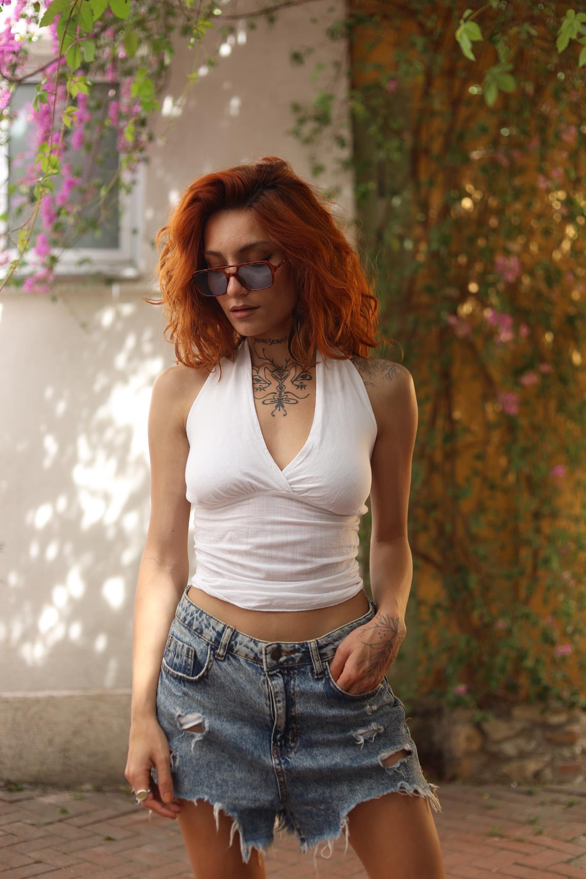 White Tie Back Blouse