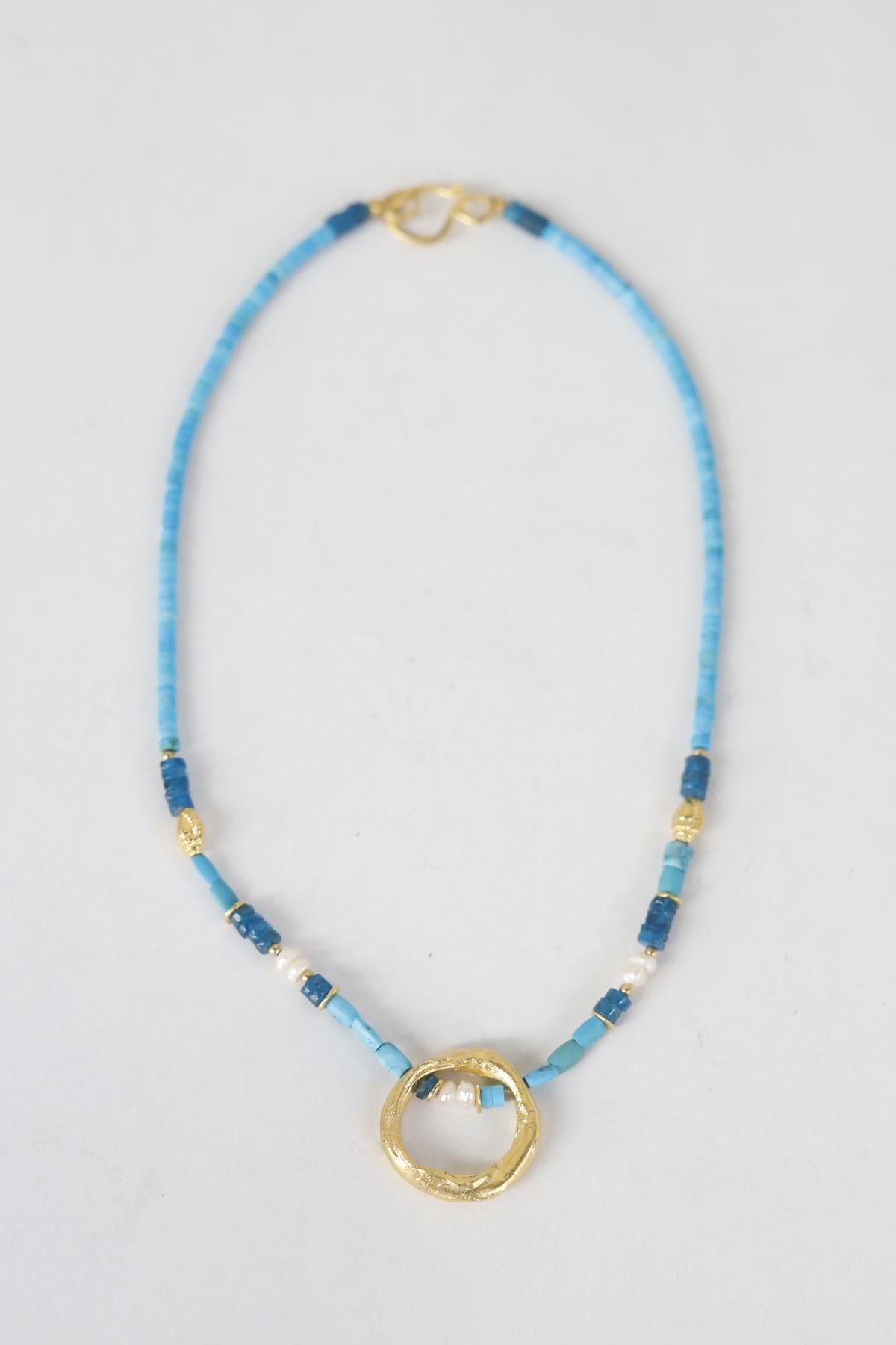 Bronze Ring Detail Natural Stone Necklace