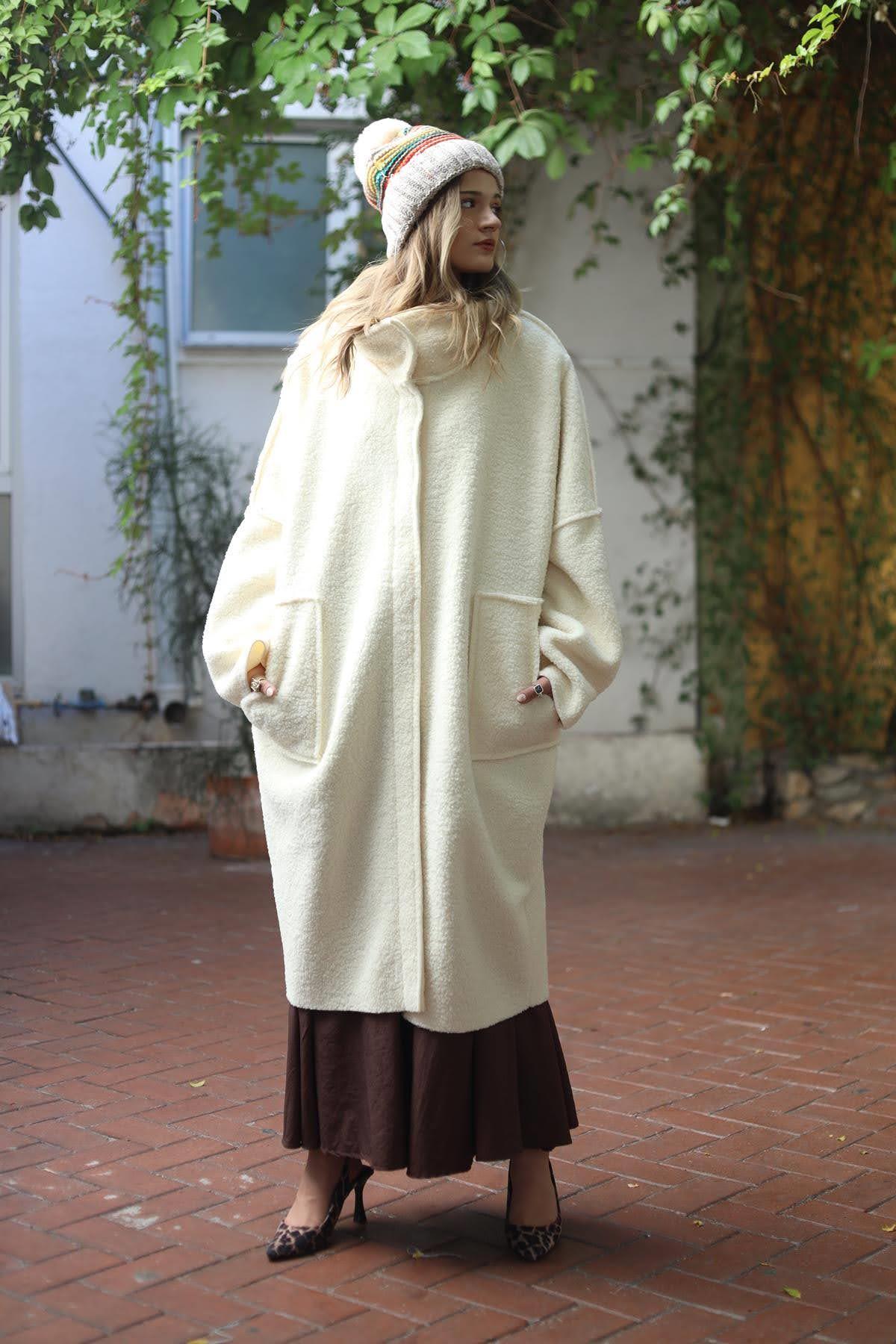  Ecru Oversized Coat