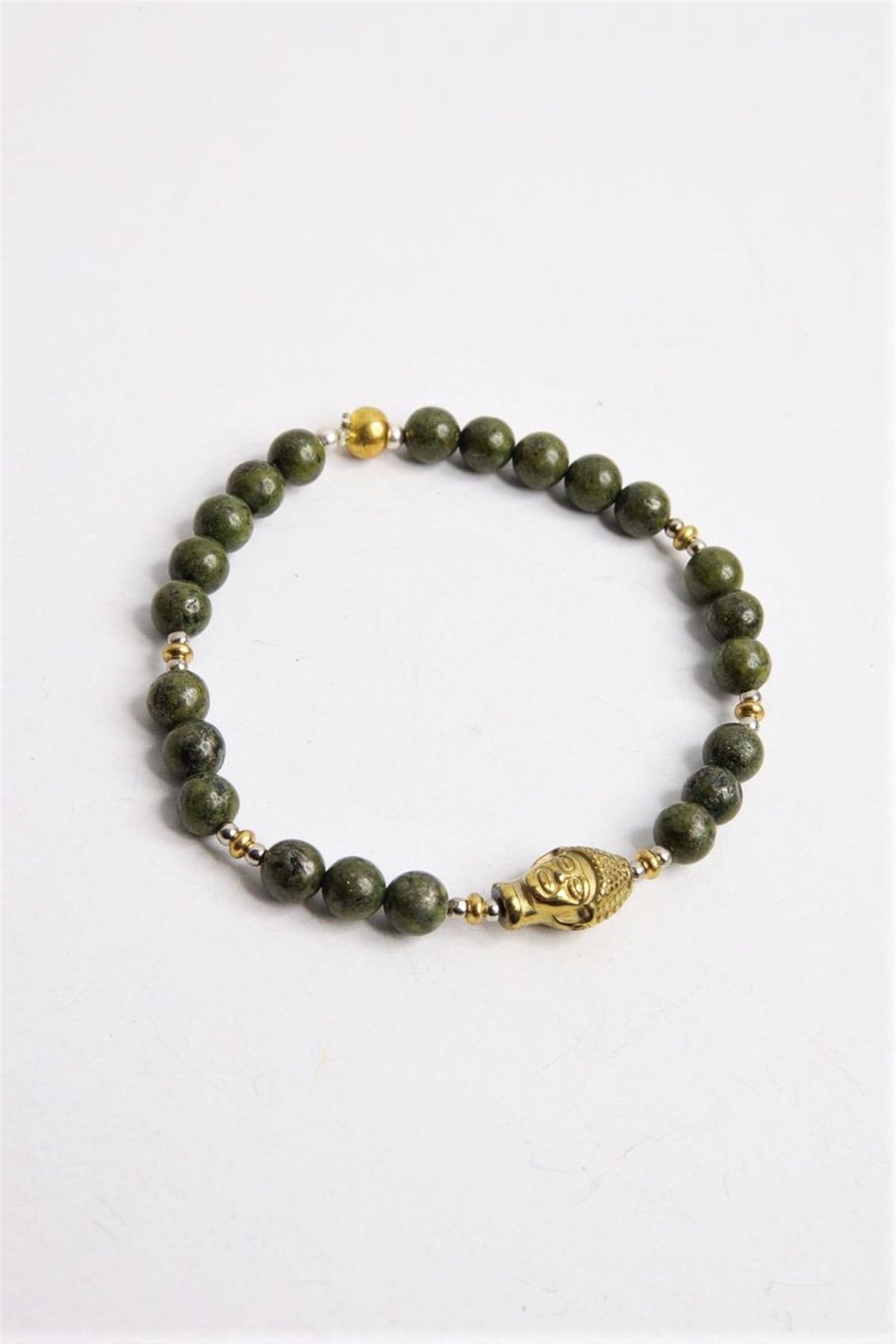  Bronz Buddha Detaylı Renkli Doğal Taşlı Bileklik