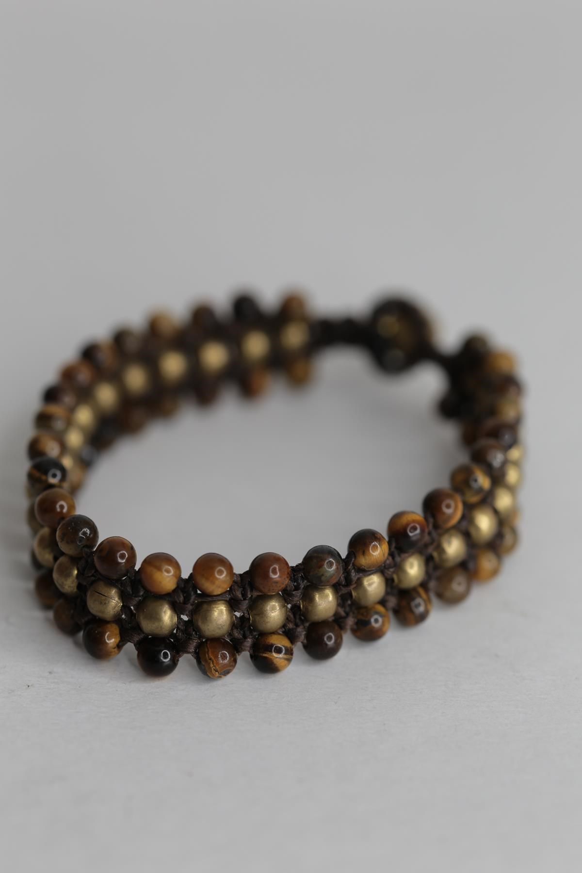 Bronz Kaplan Gözü Üç Sıra Bileklik - Şaman Butik Bronz Kaplan Gözü Üç Sıra Bileklik