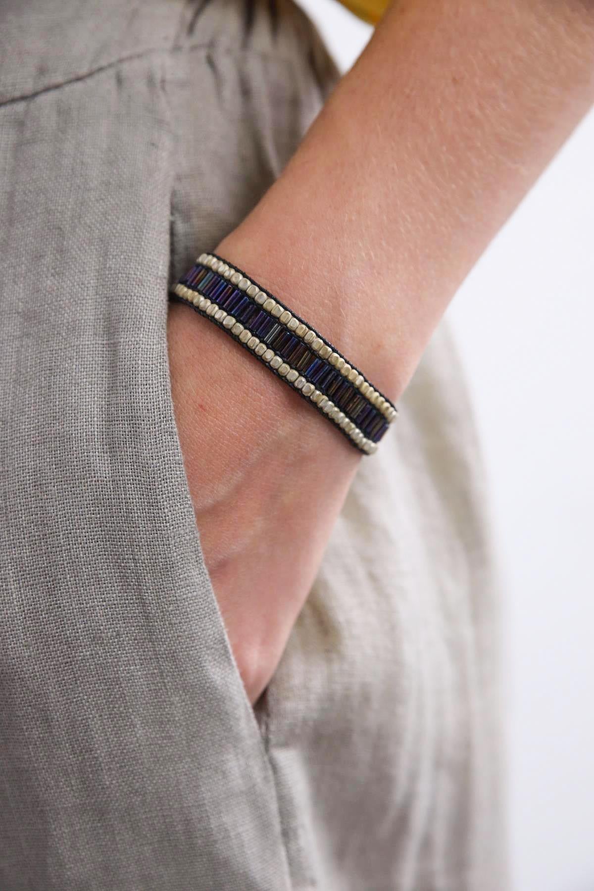 İki Renk Şerit Bileklik	- Şaman Butik İki Renk Şerit Bileklik