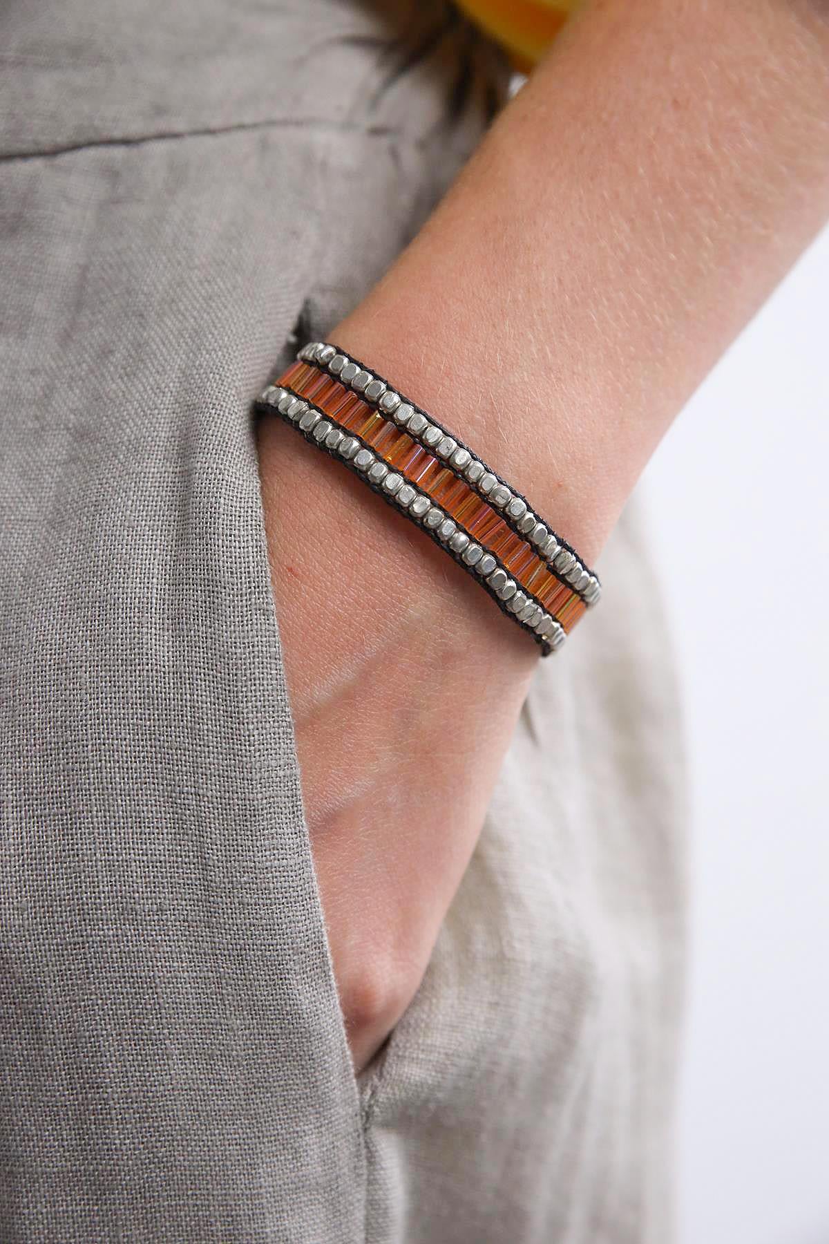 İki Renk Şerit Bileklik - Şaman Butik İki Renk Şerit Bileklik