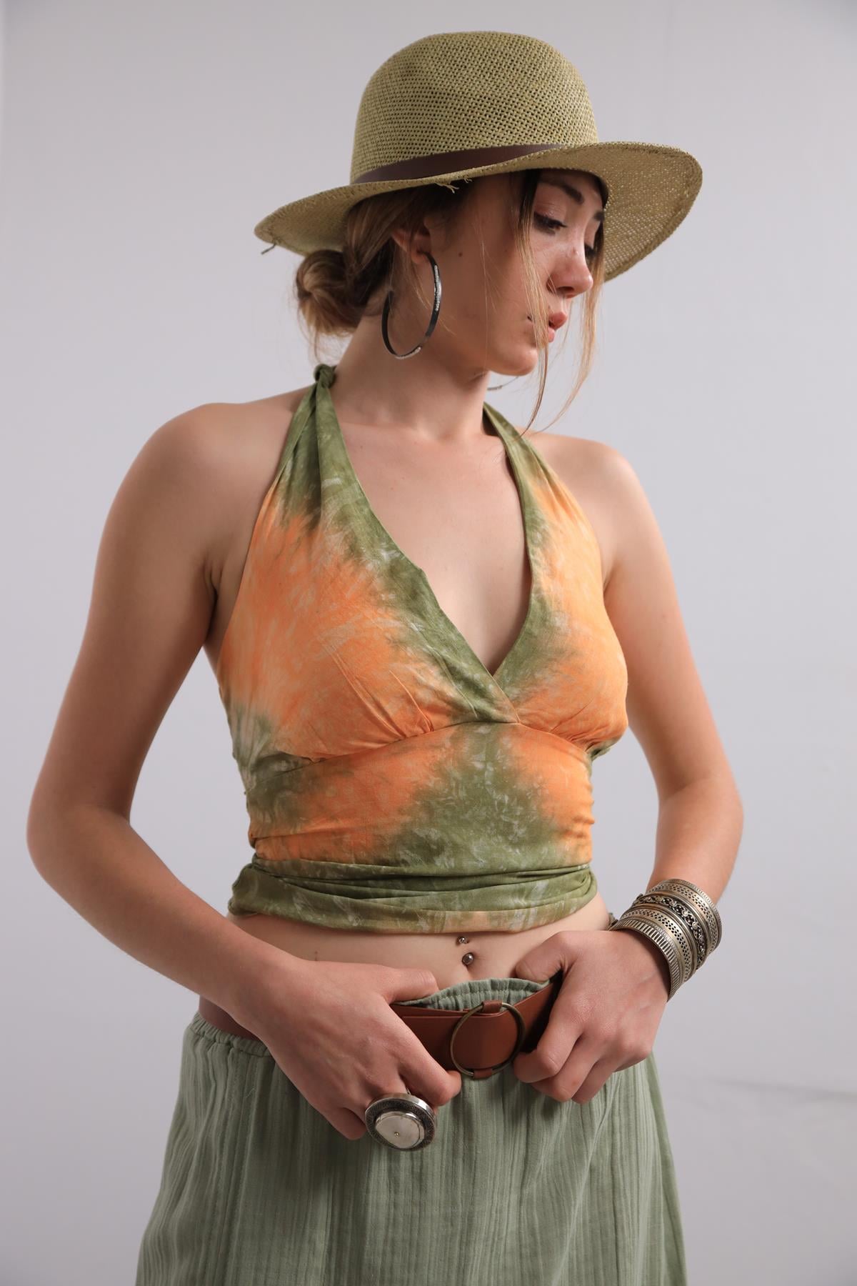 Batikli Bulmaca Bluz - Şaman Butik Batikli Bulmaca Bluz