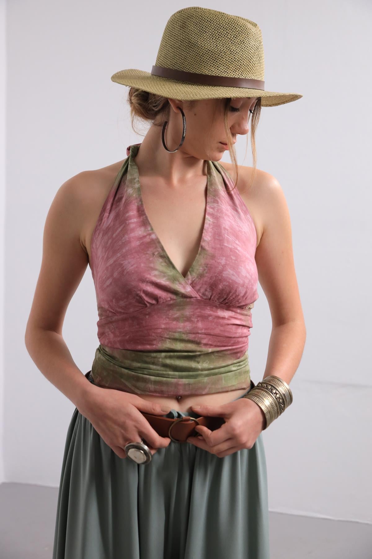 Batikli Bulmaca Bluz - Şaman Butik Batikli Bulmaca Bluz