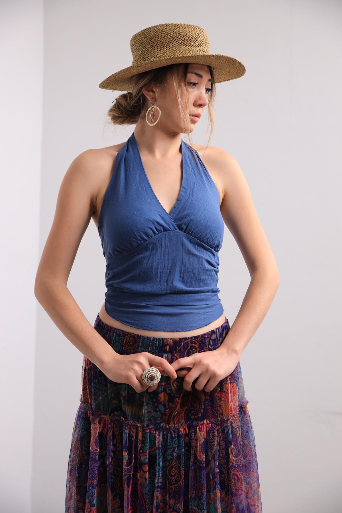 Saman Butik | Shop Online Indigo Back Tied Top