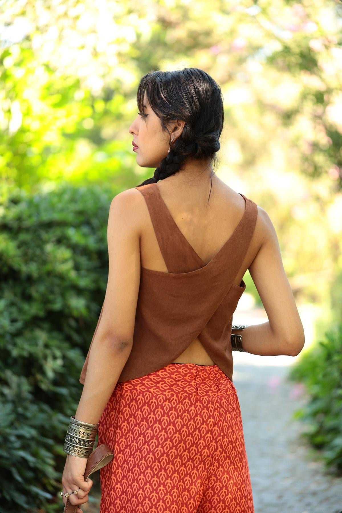 Kahverengi Albin Bluz - Şaman Butik Kahverengi Albin Bluz