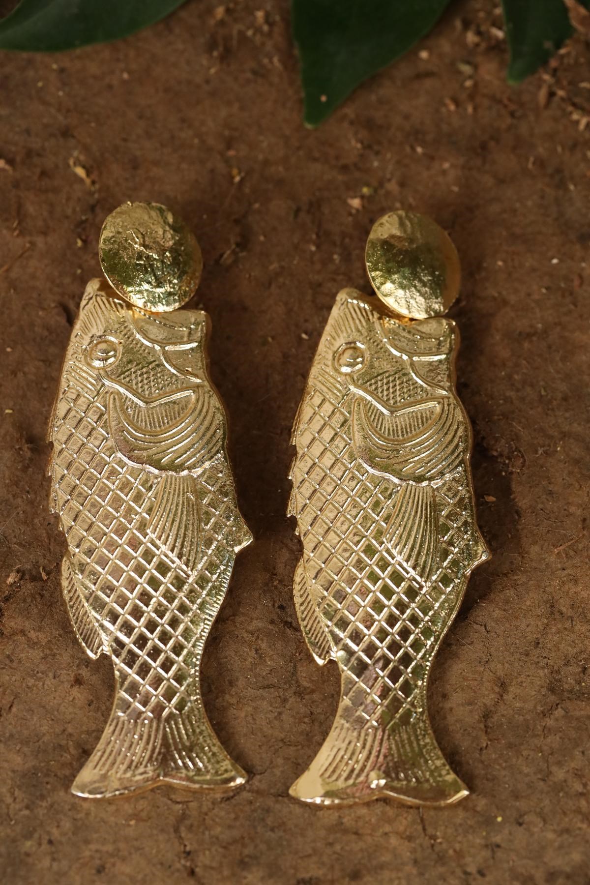 Gold Balıklı Küpe