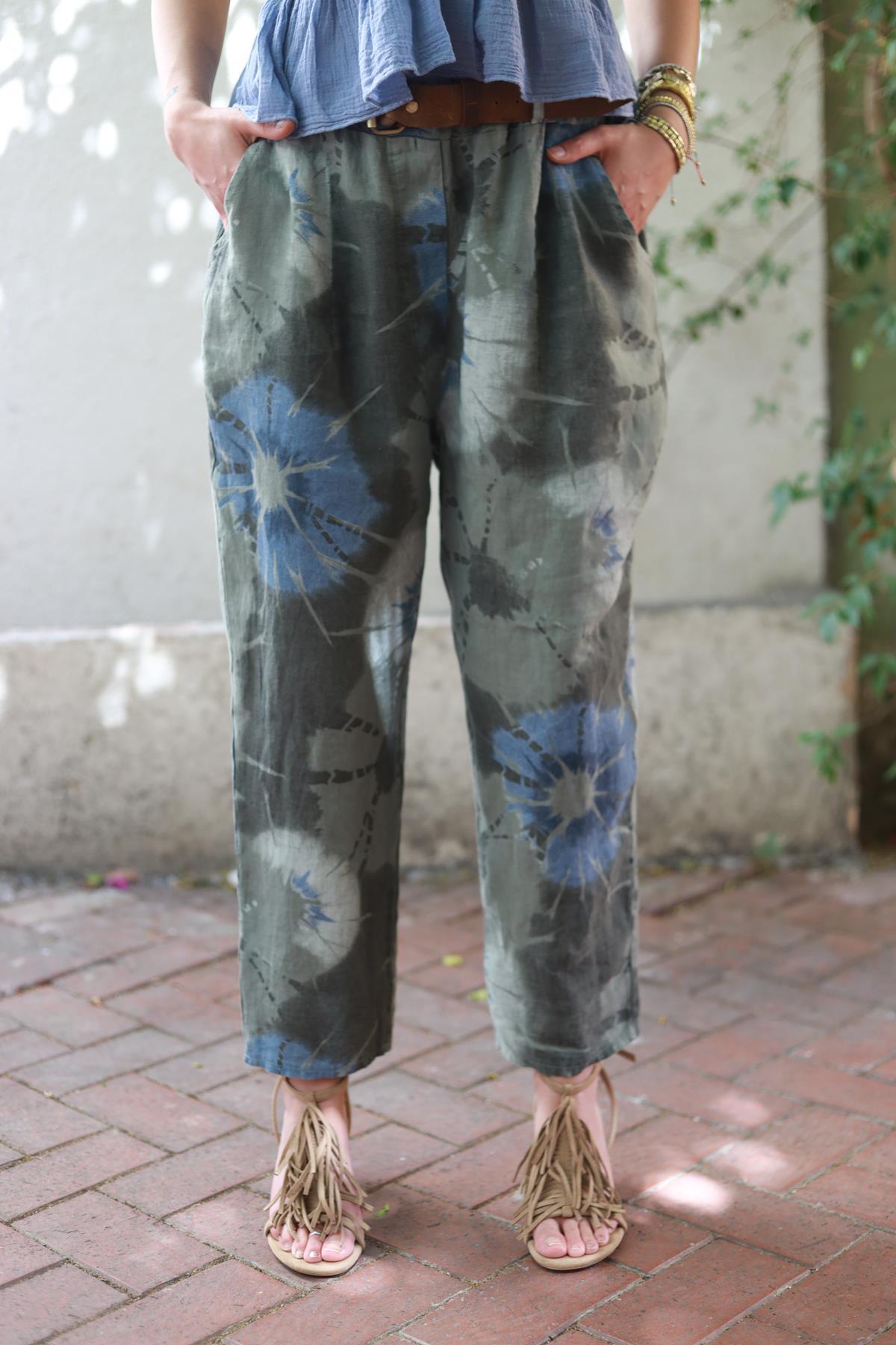 Khaki Floral Patterned Judith Trousers
