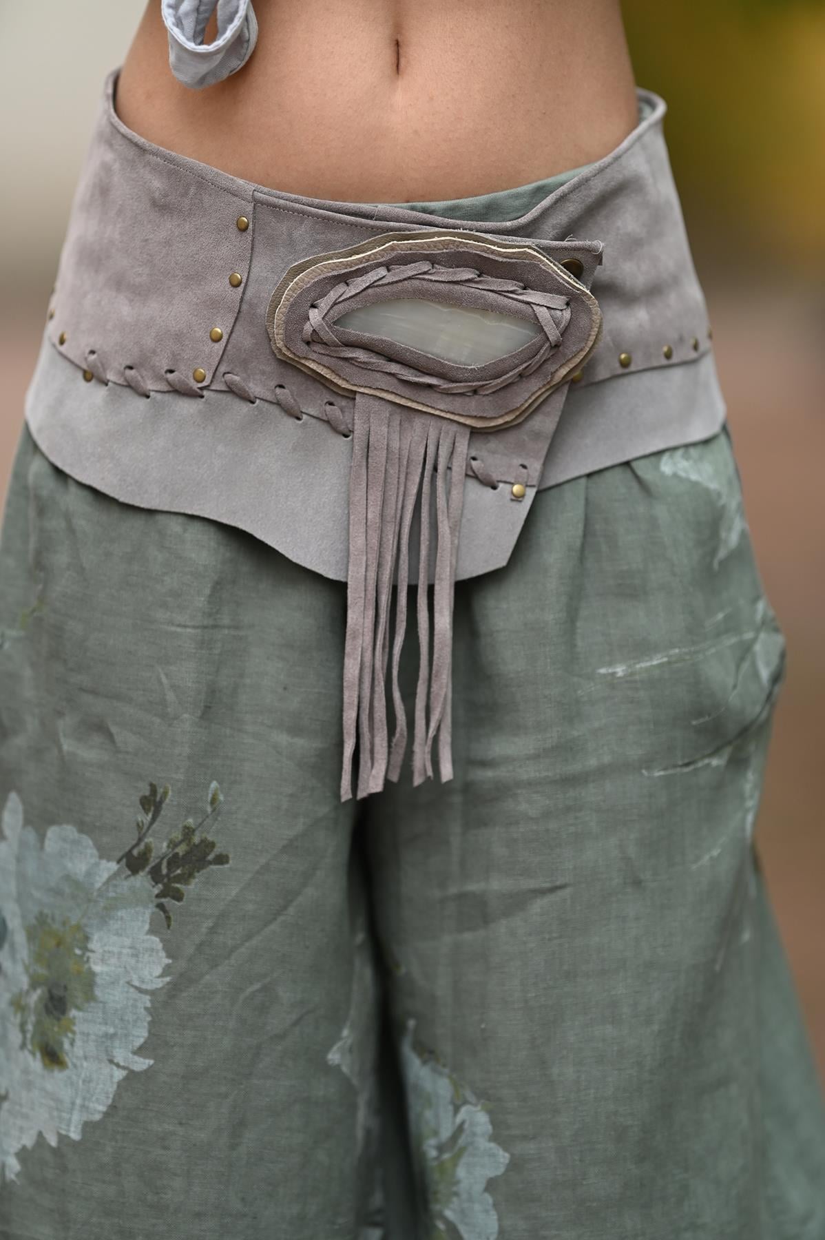 Mink Color Natural Stone Leather Belt