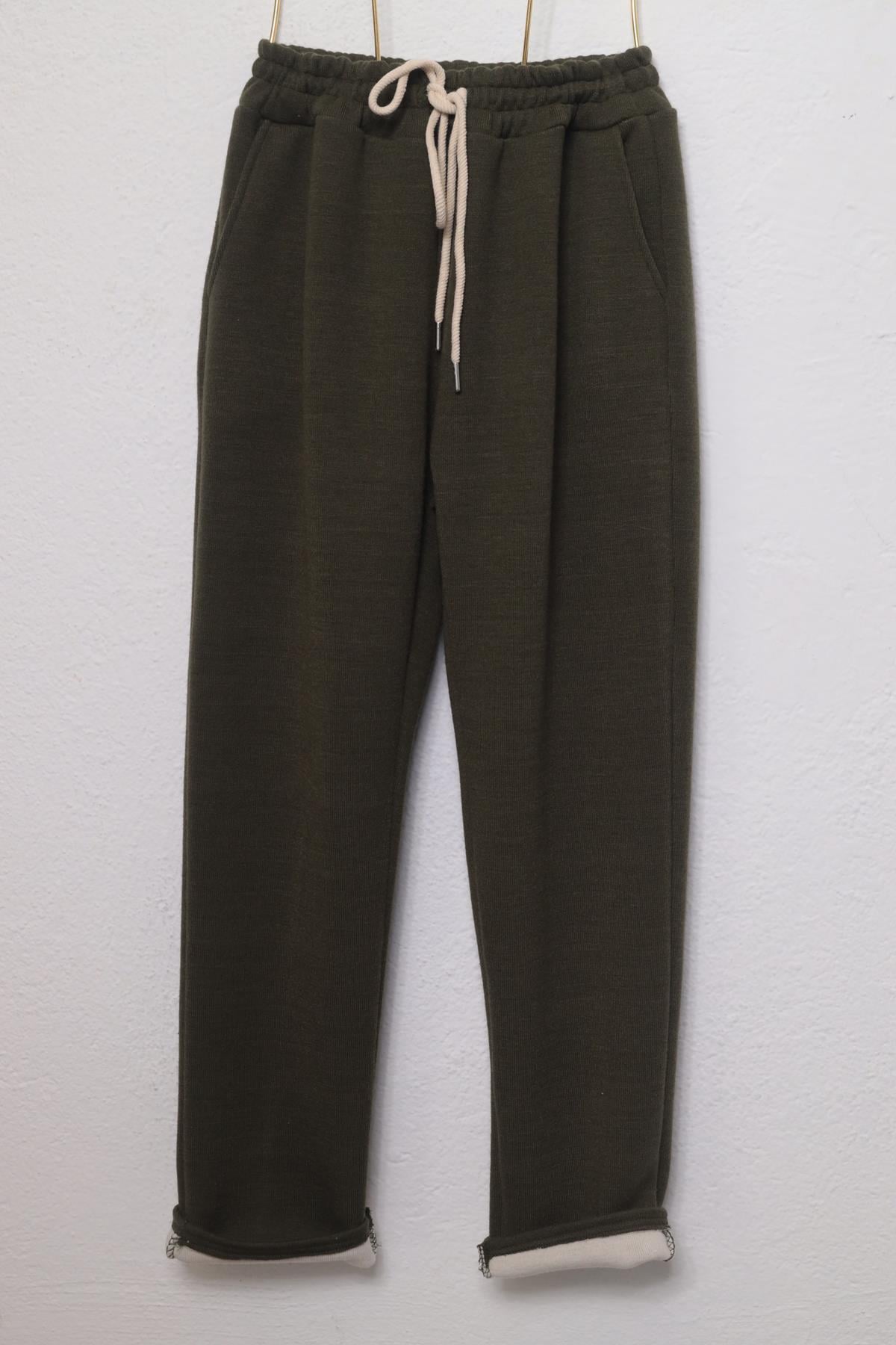 Haki Beli İpli Triko Pantolon