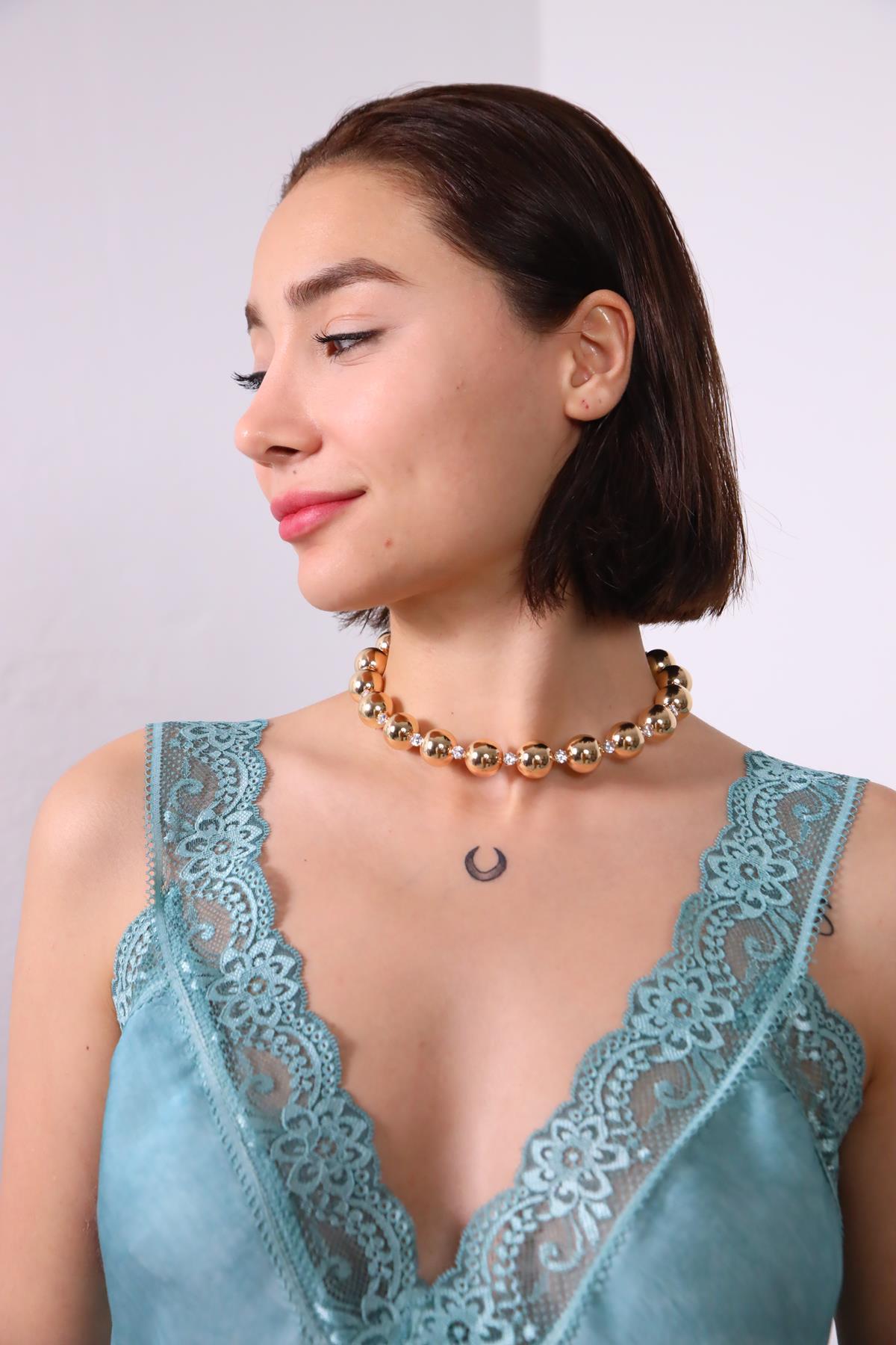 Altın Rengi Yuvarlak Kolye - Şaman Butik Altın Rengi Yuvarlak Kolye