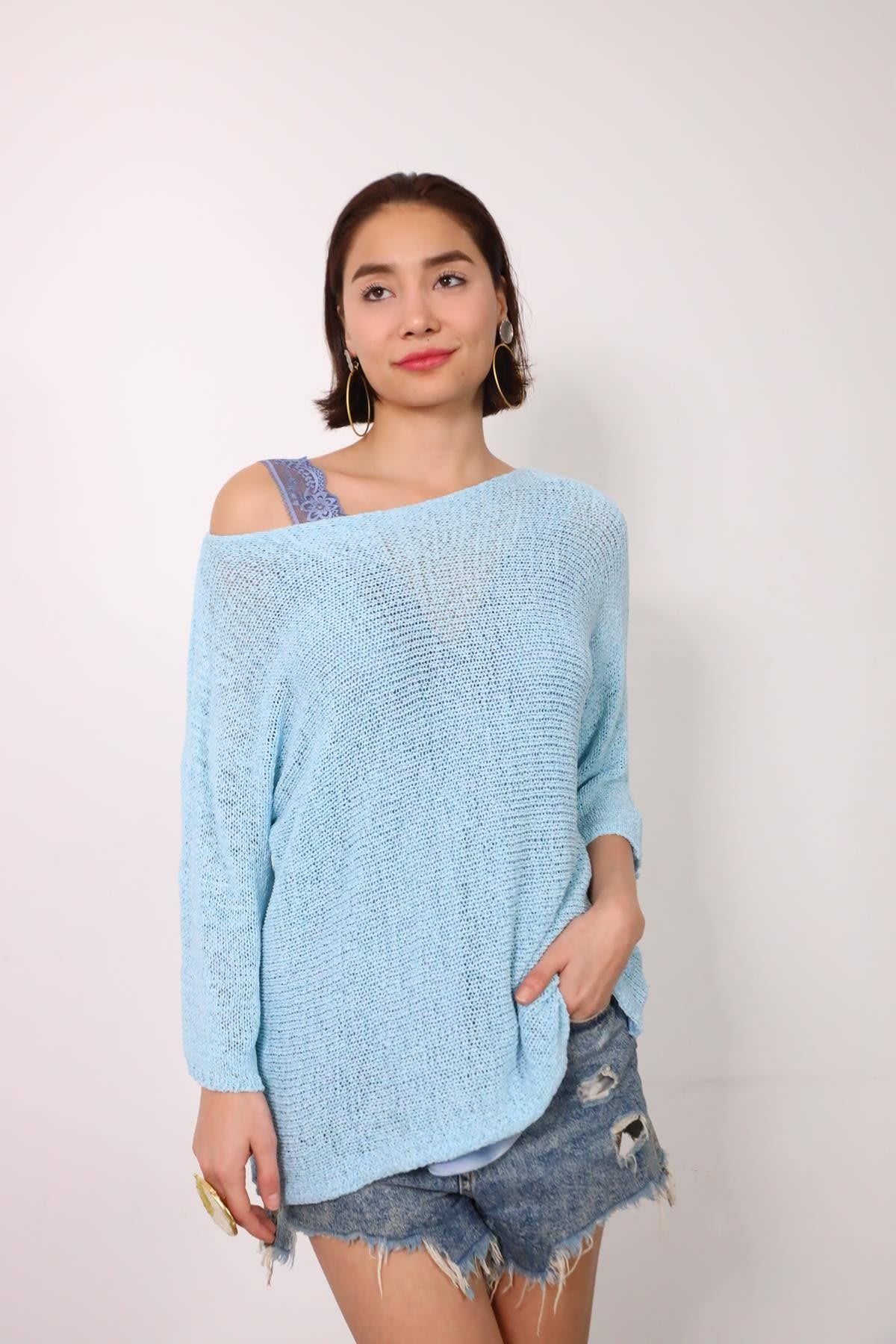 Açık Mavi Tensel Merserize Bluz - Şaman Butik Açık Mavi Tensel Merserize Bluz