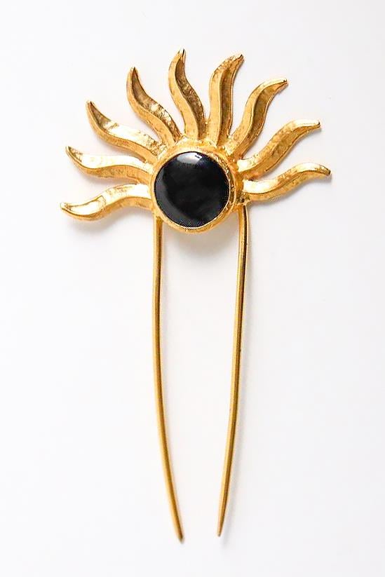  Yarım Güneş Tasarım Oniks Taşlı Toka