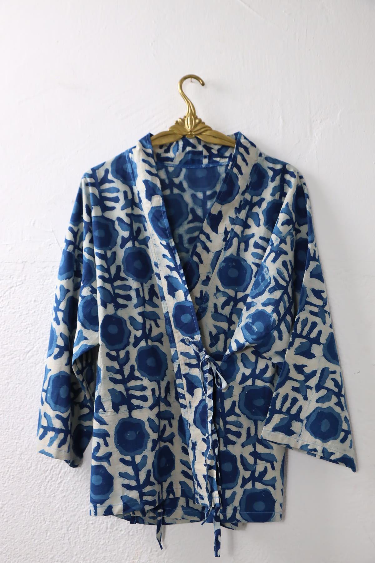  Ekru Otantik Desenli Anvelop Gömlek Kimono