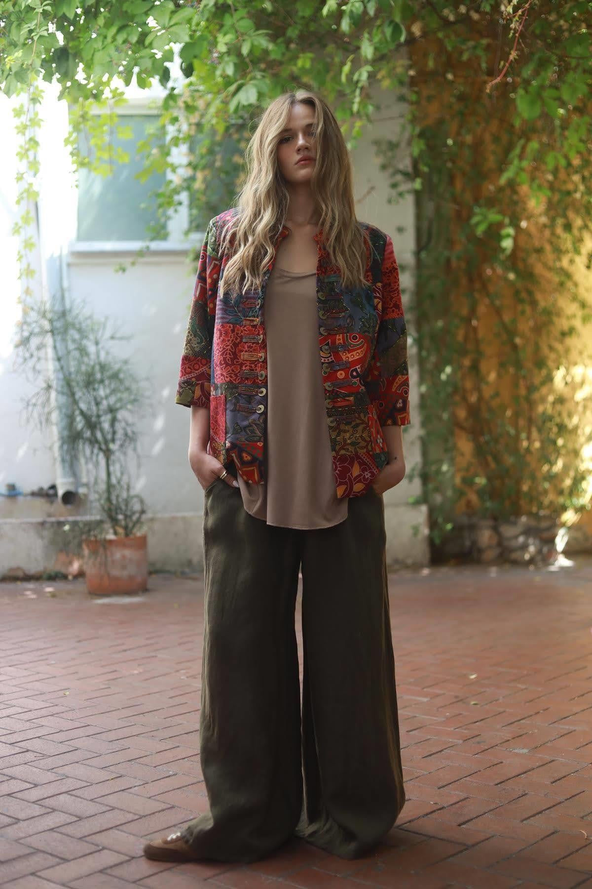 Renkli Desenli Otantik Ceket