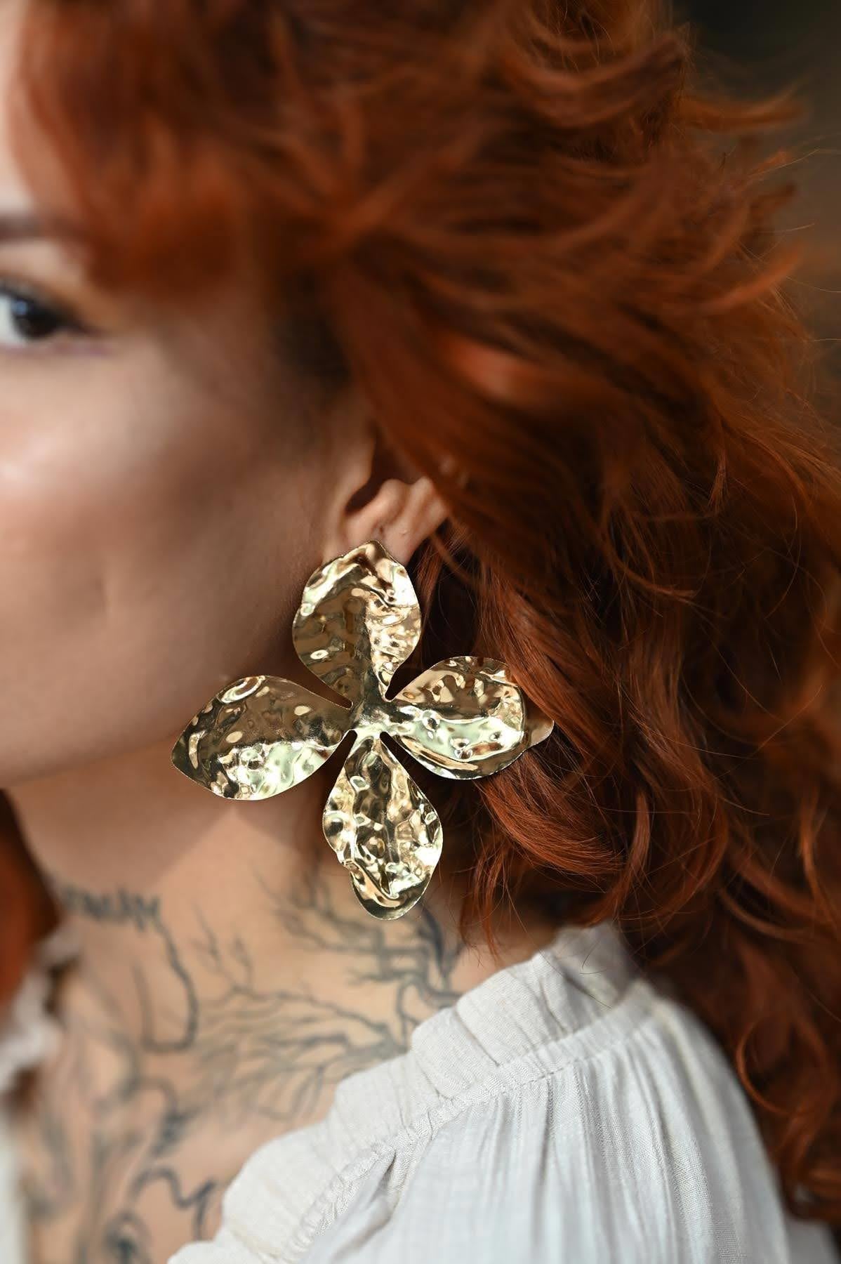 Dört Yapraklı Çiçek Küpe