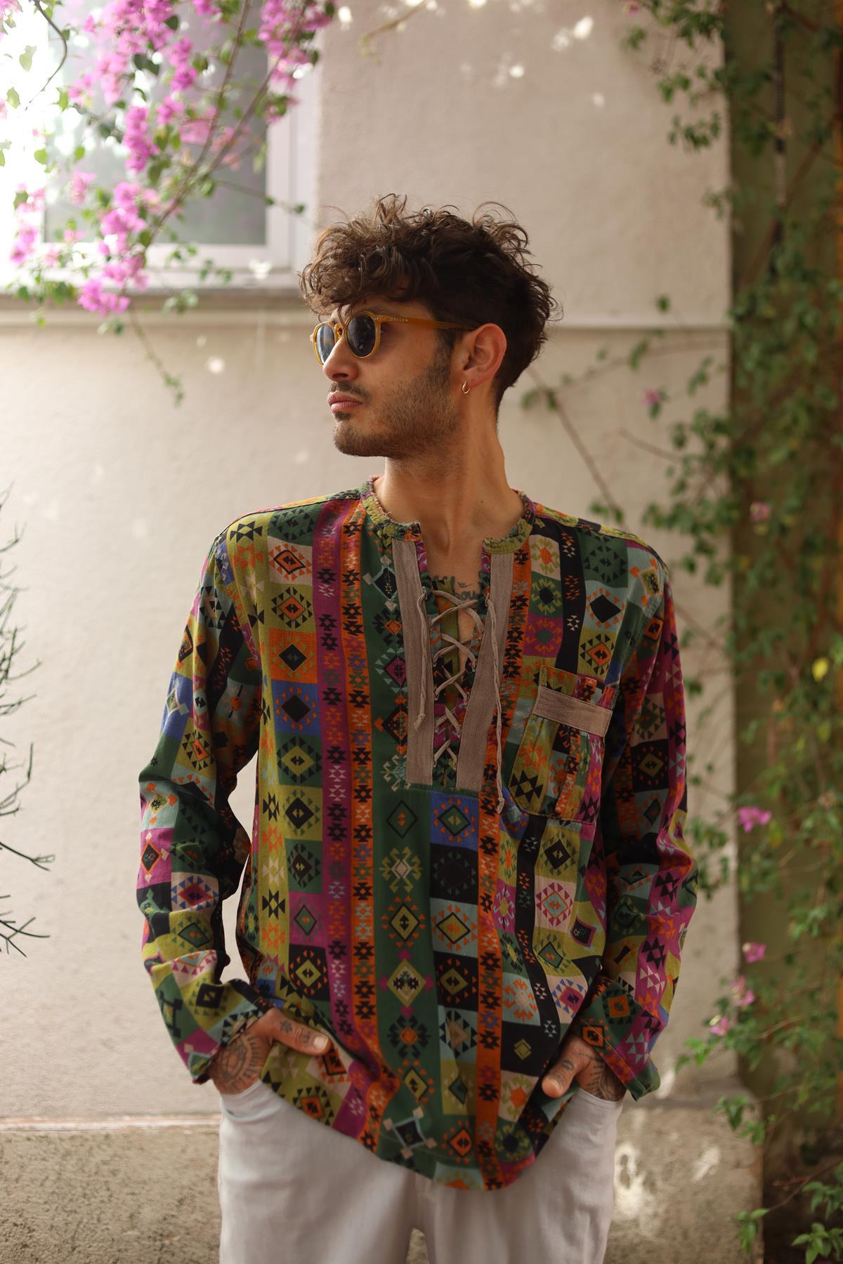 Mink Color Patterned Mens Shirt
