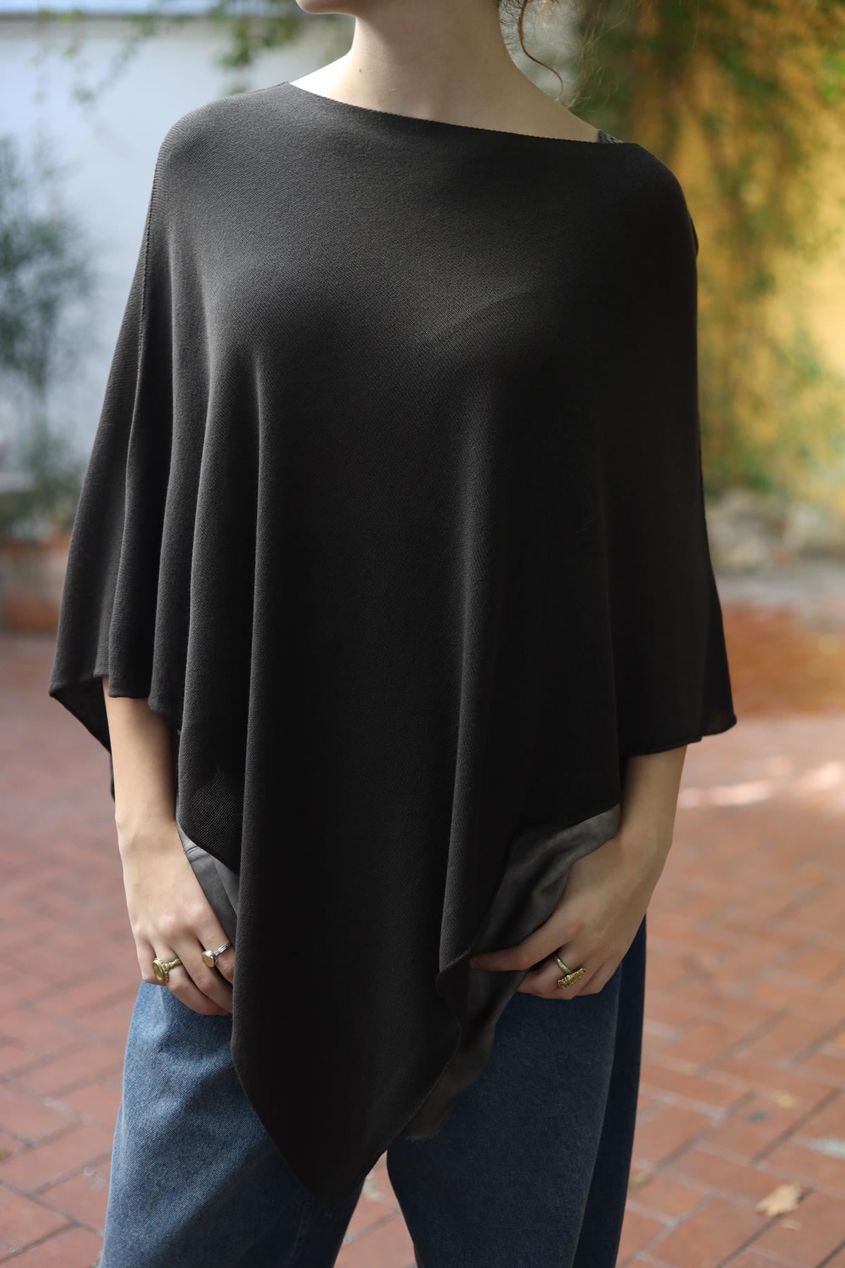 Kahverengi Asimetrik Triko Panço