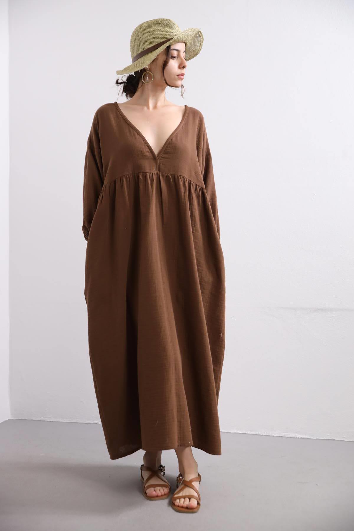 brown muslin dress Buy Brown Print Puffed Sleeve Aries Designer Muslin Long dress Online in  India main image 0