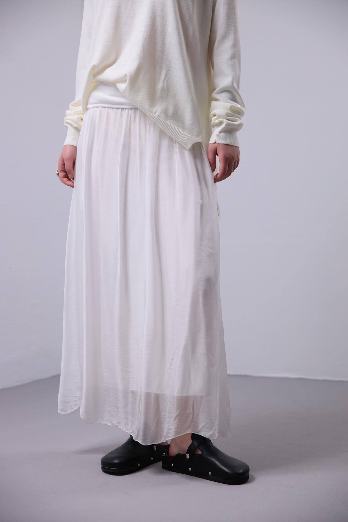 Beyaz İpek Etek - Şaman Butik Beyaz İpek Etek