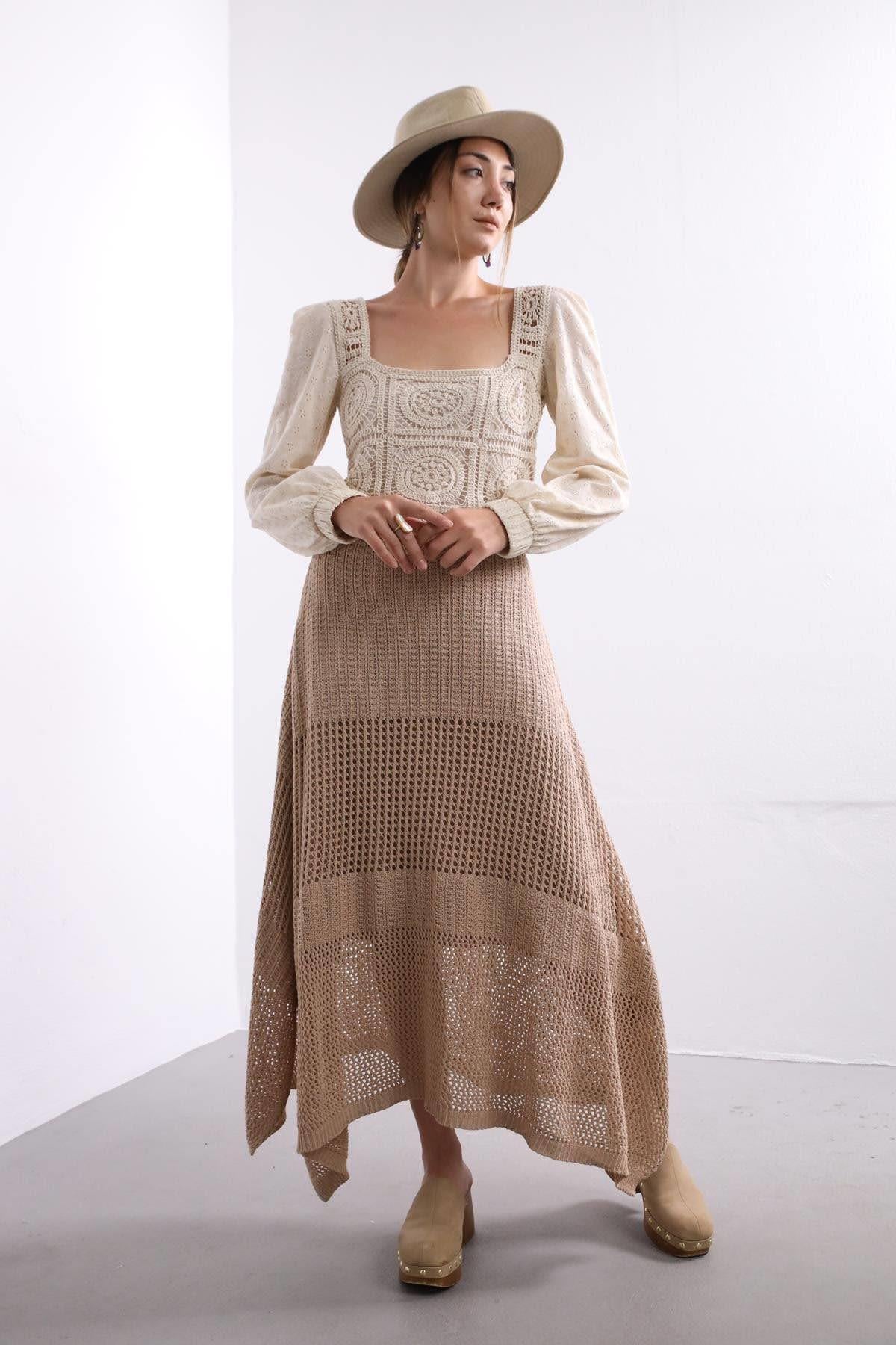 Camel Rengi Örme Etek - Şaman Butik Camel Rengi Örme Etek