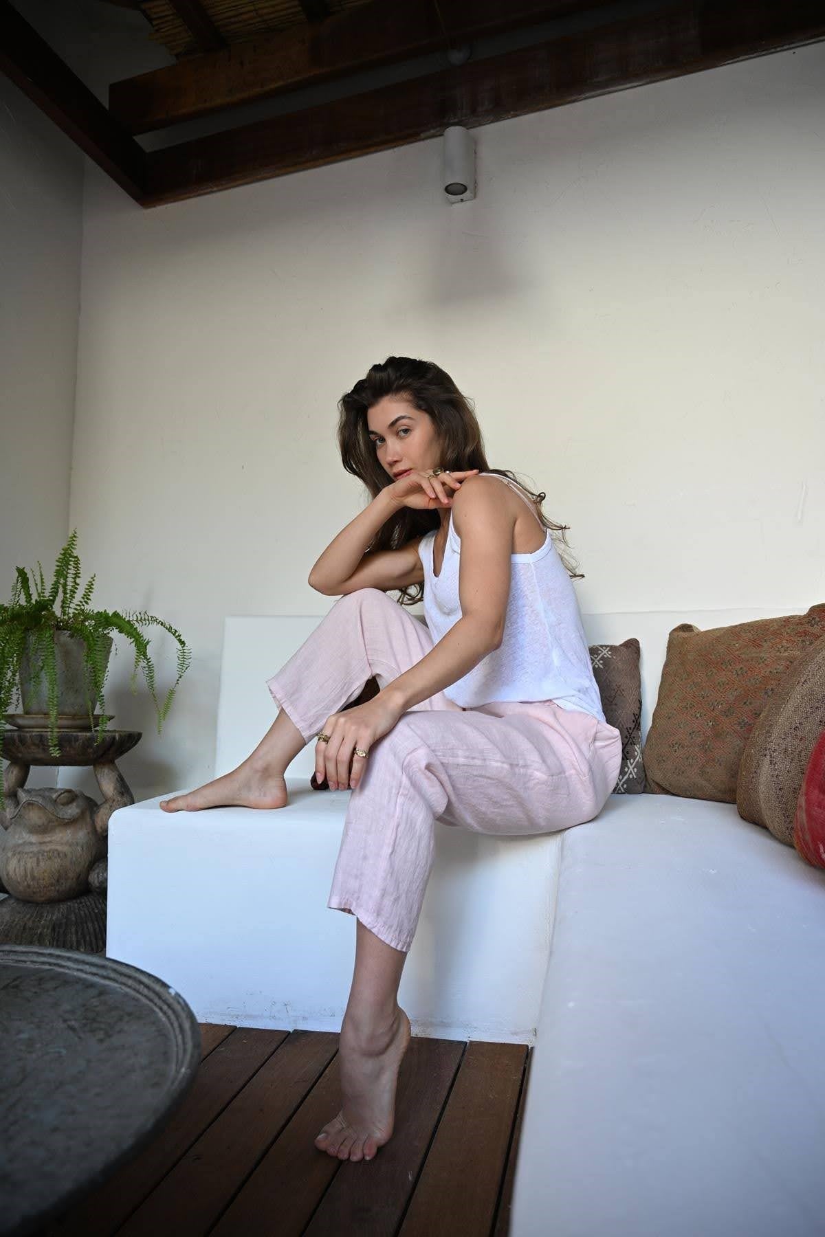 Pembe Keten Judith Pantolon
