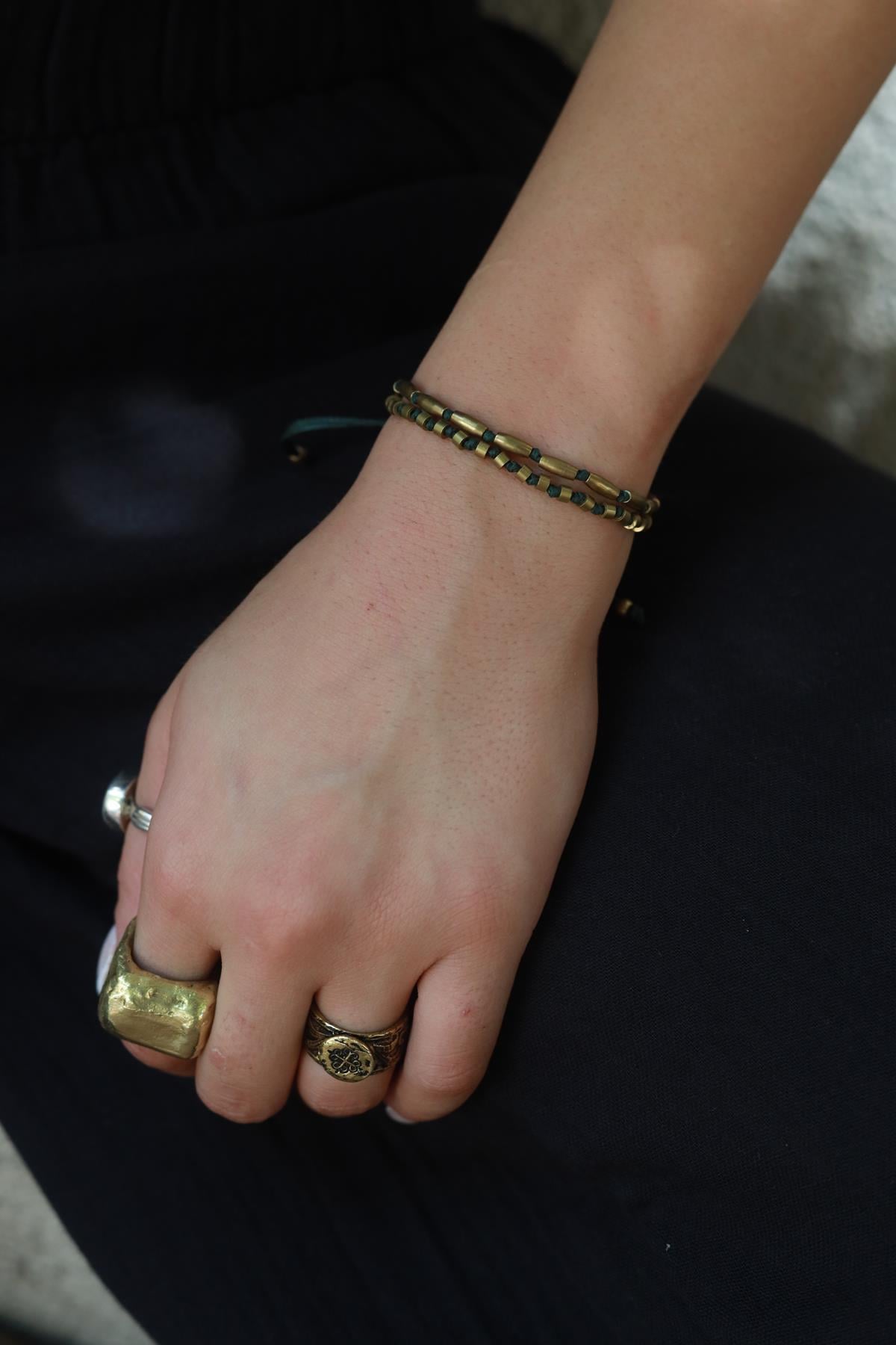 Alloy Madeni Çift Sıra El Yapımı Bileklik