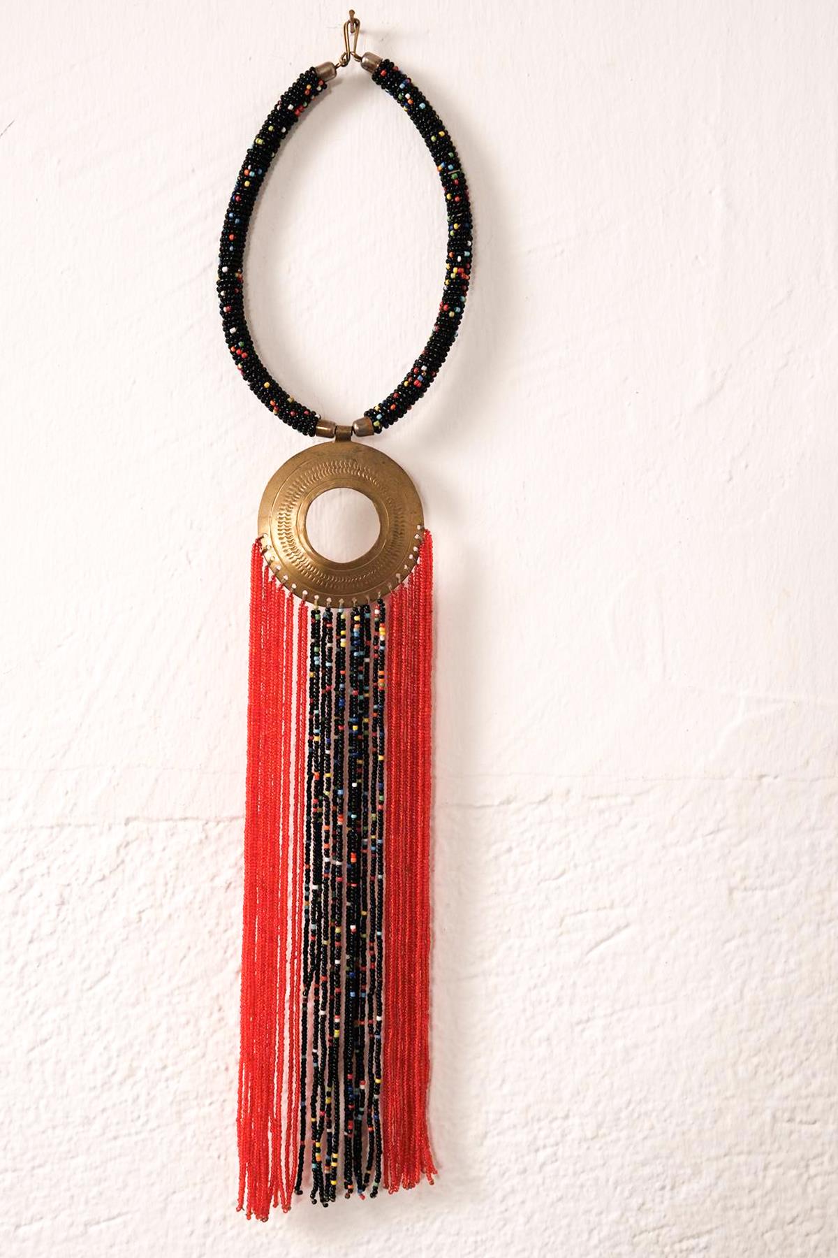 El Yapımı Kırmızı Tasarım Kolye - Şaman Butik El Yapımı Kırmızı Tasarım Kolye