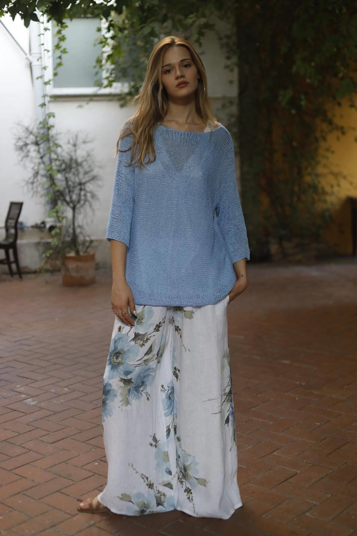 Blue Mercerized Blouse