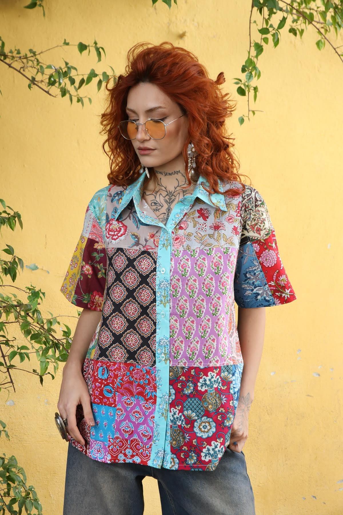 Patchwork Yakalı Gömlek