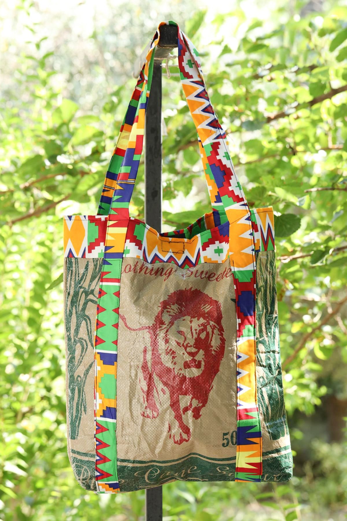 Renkli Garnili Otantik Şeker Çuvalı Çanta