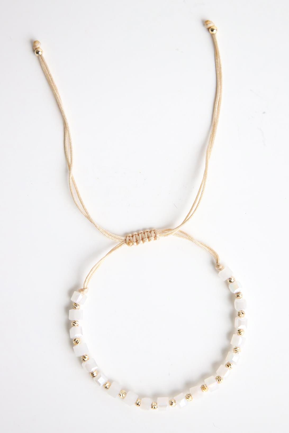 Beyaz Küp Kristal Taşlı Tasarım Halhal - Şaman Butik Beyaz Küp Kristal Taşlı Tasarım Halhal