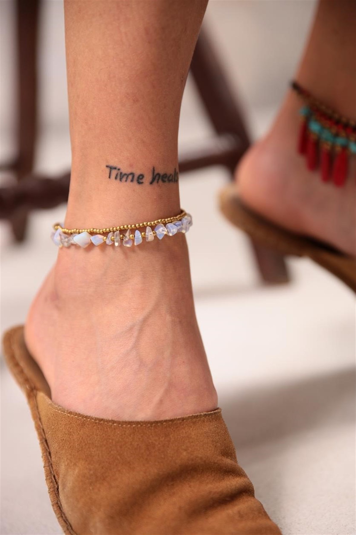  Bronz Kuvars İki Sıra Tasarım Halhal