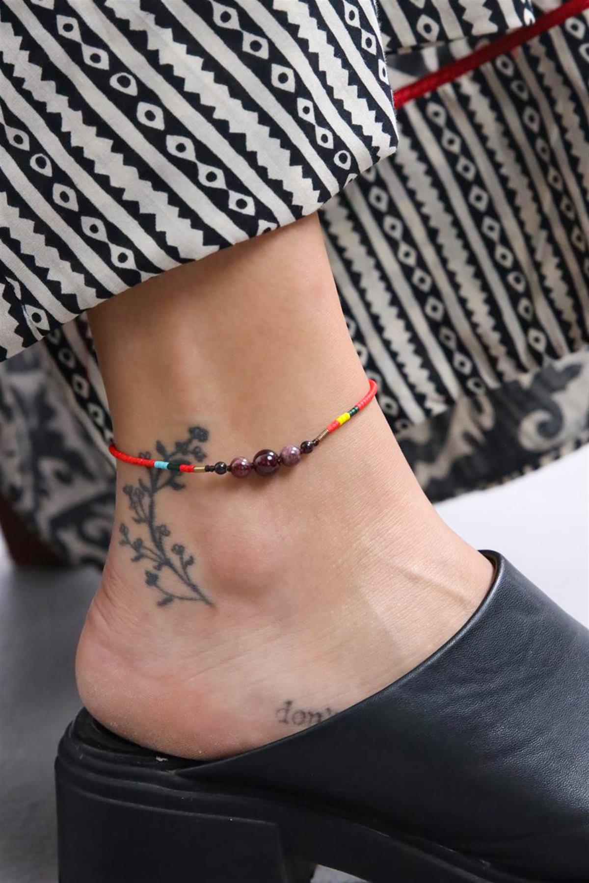 Doğal Taşlı ve Bronz Parça Detaylı Halhal - Şaman Butik Doğal Taşlı ve Bronz Parça Detaylı Halhal